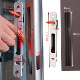 ZHEHUA 2Pcs Sliding Door Latch,Sliding Door Hardware,Hook Style Flush Mount with Key Single Sided Lock Patio Door Handle Replacement for Mobile Doors,White(198x25mm/7.8x1.1in)