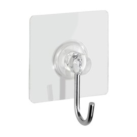 WENKO Static-Loc Nickel Hooks Square Transparent Fixing No Drilling Set of 4 Wall Hooks for Handy Storage of Towels Durable Plastic Each 4 x 4.5 x 2 cm