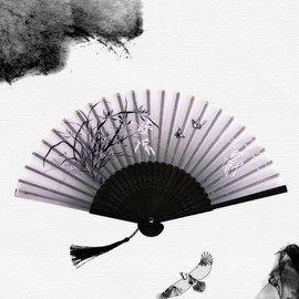 Foldable portable traditional bamboo bamboo fan, 1 piece, sky / 접이식 휴대용 전통 대나무 합죽선 부채, 1개, 스카이