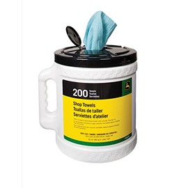 John Deere 200 Count Shop Towels in Bucket Container W/Dispensing Bracket