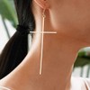 Simple Large Cross Dangle Earrings Long Drop Minimalist Jewelry Religious