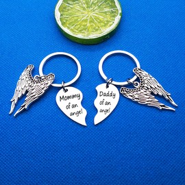 Loss Memorial Gift Mommy/Daddy of an Angel Keyring Set Miscarriage Keepsake Memorial Keychain Gift Remembrance Sympathy Gift Keyring for Child Loss Infant Loss Baby Loss