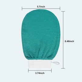 kurkip Exfoliating Mitt Glove, 3pcs Body Scrub Bath Spa Shower Gloves, Body Leg Scrubber Soft Korean Exfoliator Exfoliation Wash Mitts for Women & Men (3pcs Green)
