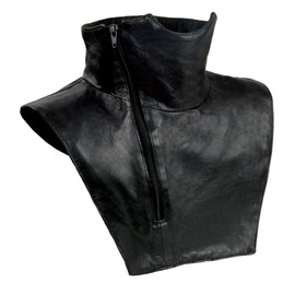 Milwaukee Leather Unisex Black Premium Leather Neck Warmer with Fleece Liners for Cold Weather |SH - Large-X-large