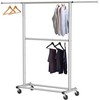 Simple Houseware Double Rod Garment Rack, Grey