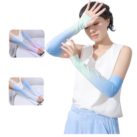 [SongGelon] Gradient Arm Cover, Layering Wind, Cool Sensitive Effect, Sweat Absorbent, Quick Drying, Anti-Slip, UPF50+, UV Protection, Sunscreen Cover, Anti-UV, Finger Holes, For Sports Activities,
