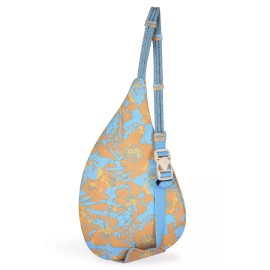 KAVU Mini Rope Bag Cotton Crossbody Sling Backpack 9150-2504 Sky Bloom