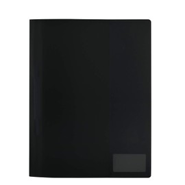 HERMA 19487 File Folder A4 Translucent Black, Plastic Folder with Labelling Label, Slip Pocket & Metal Staple Tongue, Sturdy Plastic File Folder for School and Office