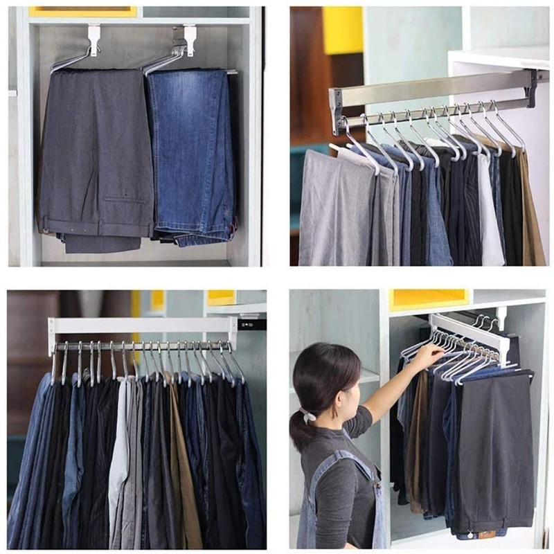 Closet Clothes Hanger Rail,Pull-Out Closet Rod 30-60cm,Wardrobe Clothing Rail,Closet Organizer