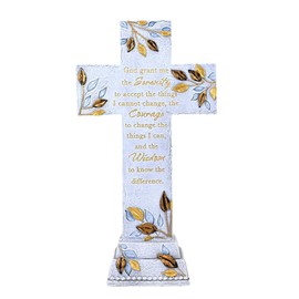 Roman Serenity Prayer Tabletop Cross, 12.5-inch Height, Religious Decoration