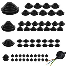 Pack of 60 Cable Grommets, 10 mm/20 mm/25 mm/30 mm Rubber Grommet, Tower Shape Cable Seals, Durable Rubber Grommet, for Plugs, Cables, Wire, Electrical Appliances