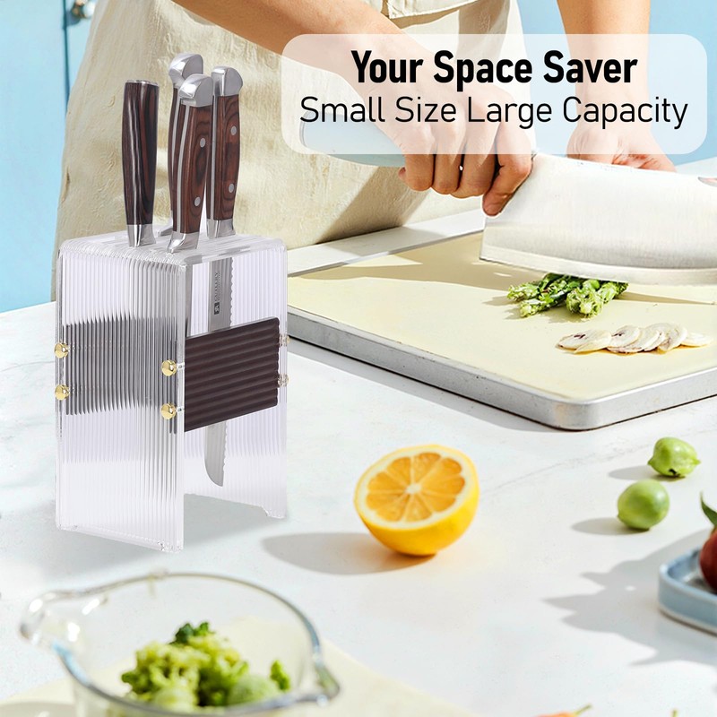 Acrylic Knife Block Holder, Display Stand with Transparent Striped, Kitchen