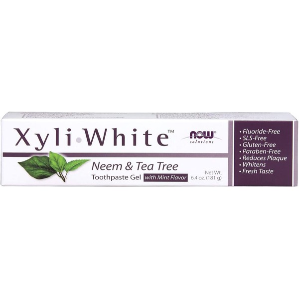NOW Solutions, Xyliwhite™ Toothpaste Gel, Neem and Tea Tree, Cleanses and Whitens, Clean and Fresh Taste, 6.4-Ounce