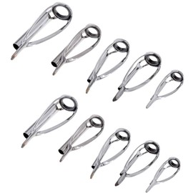 LNJLQW 10 Piece Fishing Line Rod Line Guide Eye Ring Top Guide Stainless Steel Fishing Rod Tip Repair Replacement 5 Sizes 1.2mm 1.4mm 1.6mm 1.8mm 2.0mm