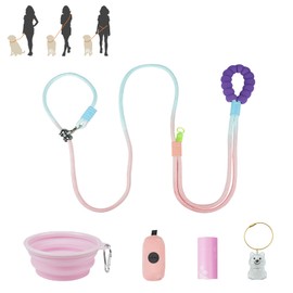 XKGSLNB Hands Free Dog Leash, Comfort Padded Adjustable Belt, Smooth Rotating Clip, Non-Slip Strong Pet Training Lead, 8FT for Small Medium Large Dogs Walking Training(Blue Pink)