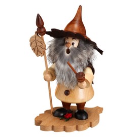 DWU Genuine Erzgebirgischer Räuchermann® Leaf Gnome on Alder Leaf #14105