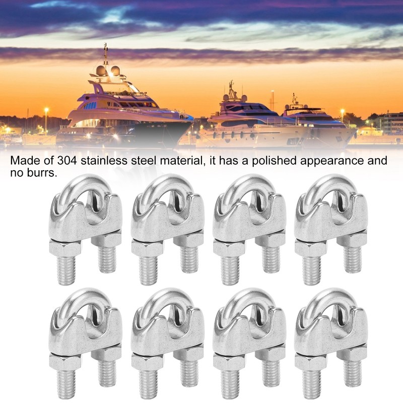 8pcs 3/8 Inch M10 Stainless Steel Wire Rope Cable Clip