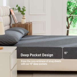 3 Pieces Twin Size Hypoallergenic Bed Sheets, Breathable and Elegant Soft Deep Pocket Sheet Set, Winkle-Free Hotel Luxury Polyester Grey Sheet Set, Anti-Static, Oeko-TEX Certified