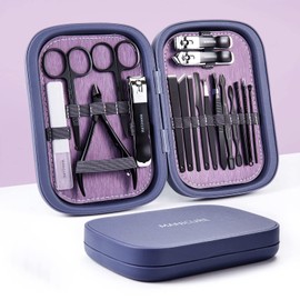 Professional Nail Set - Set of 18 Nail Clippers, Foot Treatment Set and Beauty Set, Stainless Steel Nail Care Tool, Portable Suitcase Included, Gift for Men and Women