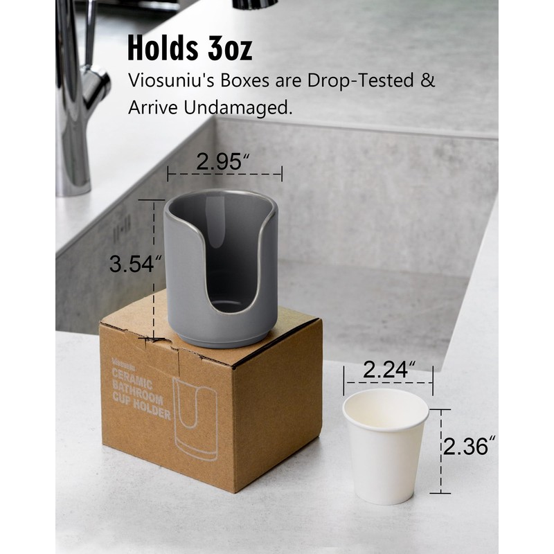 Viosuniu 3 oz Original Ceramic Bathroom Cup Dispenser with 5