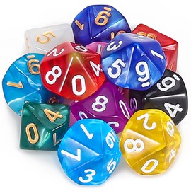 QMAY 12-Piece Polyhedral Dice Set, Table Game Dice for Dungeons and Dragons DND RPG MTG, Random Colour (D10)