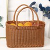PP rattan picnic basket handle picnic bag brown, small /