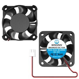 WINSINN 40mm Fan 12V, 3D Printer Micro 12 Volt Fans 4010 Dual Ball Bearing, Brushless Cooling 40mmx10mm 2PIN (Pack of 2Pcs)