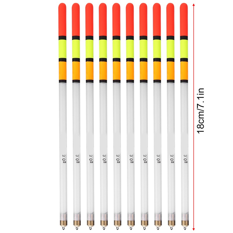 10 pcs Durable Plastic Fishing Floats Bobber Stick Tube Multi