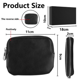 DXLing Men's Small Leather Wallet with Zip and 2 Card Slots, Slim Coin Purse, Zip Coin Mini Purse, Key Case, Coin Bag for Men and Women