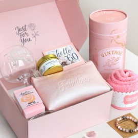 60th Birthday Gifts for Women - 60 Year Old Birthday Gifts for Women with Vintage 1965 Wine Glass Cool 60th Birthday Decorations for Woman Happy Birthday Gifts for Woman, Mom, Grandma, Sister