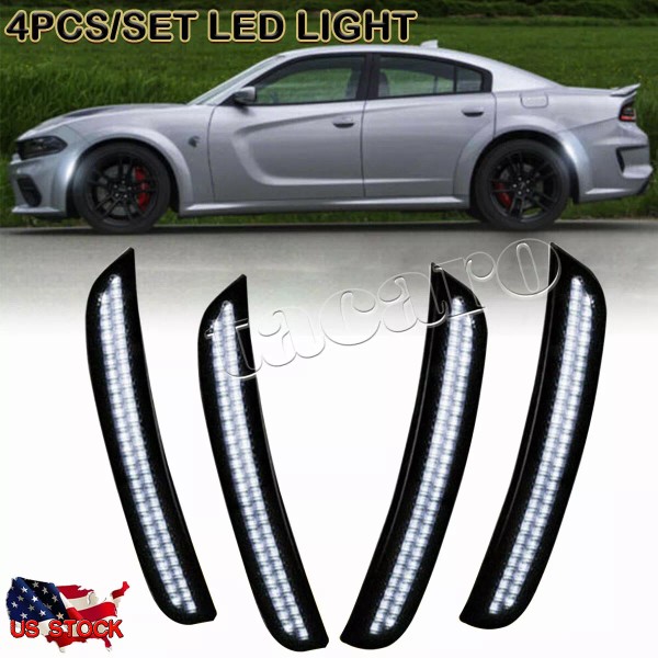 Unbranded 4x Smoke LED Side Marker Lights For 15-22 Dodge