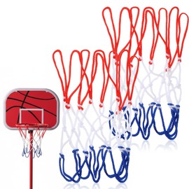 2 piccole reti da basket, rete di ricambio per pallacanestro, 8 passanti, mini rete per la sostituzione di reti in interni ed esterni, tessitura a tre colori