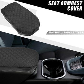 X AUTOHAUX Car Center Console Armrest Cover 43x22cm Center Console Protect Cover for Toyota RAV4 2019-2023 Faux Leather Black