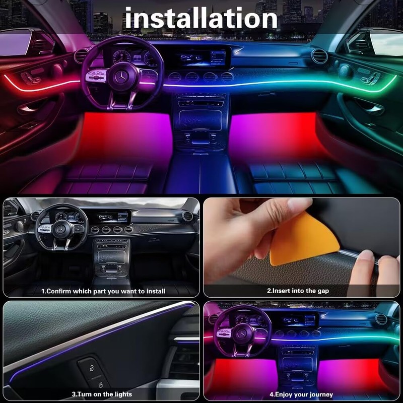 Acrylic Interior Car LED Lights with Remote and Wireless APP