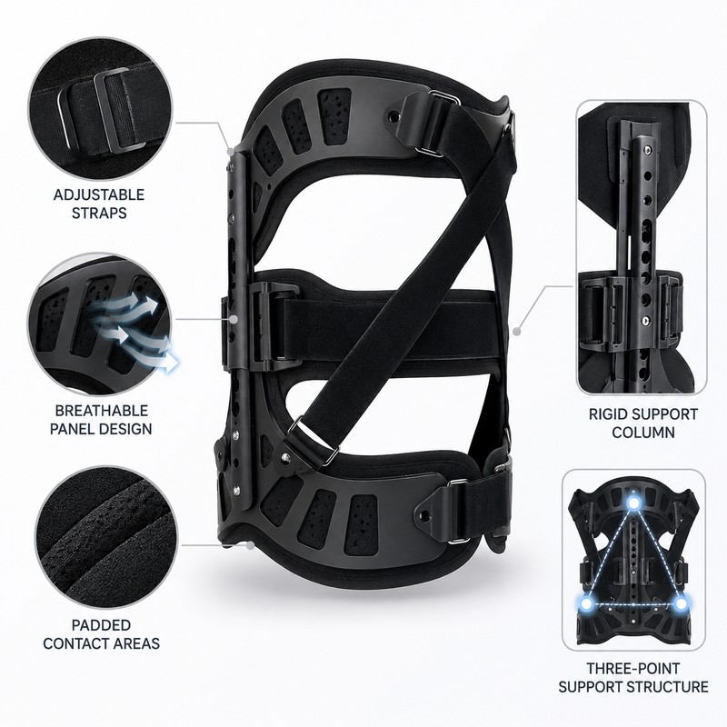 Adjustable Spinal Support Brace for Post-Surgical Recovery – Lightweight Breathable