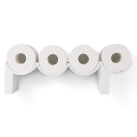 SDGCMNY Poop Toilet Paper Holder Stand 3D Printed Storage Shelf, White Funny Bathroom Whimsical Wall Decor, Functional Cute Quirky House Warming Boys Gift (White)