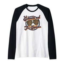 2jJ Vintage Teacher Leopard Summer Last Day Of School Raglan Baseball Tee