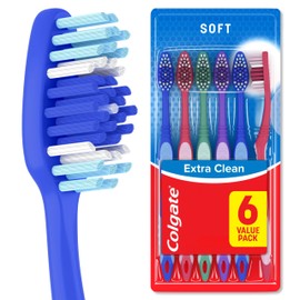 Colgate Extra Clean Full Head Toothbrush, Soft, 6 Pack