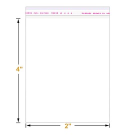 Macoota 200 Pcs 2" x 4" Thick 1.6 Mil Small Clear Self Sealing Resealable Cellophane Poly Bags Heavy-duty Adhesive Cello Plastic Bags Packaging Jewelry Earrings Beads Gift OPP Bag