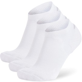 Pure Athlete Merino Wool Socks - Low Show Cushioned Athletic Padded Running Sock (3 Pack - White, XL)