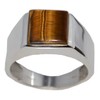 Gents Solid Sterling Silver Natural Tigers Eye Mens Signet Ring