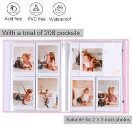 Ayorasly Polaroid Photo Album, Small Picture Book Holds 280 Photos, Pink Memory Book for 2 × 3 in Pictures, Linen Cover Photocard Album with Display Window, Great for Wedding Travel Baby Growth