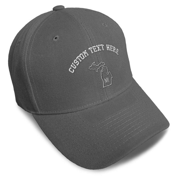 Custom Baseball Cap Michigan State Map Mi Embroidery Acrylic Dad