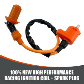 gunroil 2 PCS Motorcycle CDI Engine Ignition Coil Spark Plug, GY6 50cc-90cc 110cc 125cc 150cc Four-stroke Engine Modified High-voltage Accessories, for Motorcycles, Off-road Vehicles (Orange)