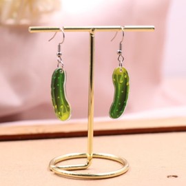 Azusa Sun Pickle Cucumber Earrings Cute Funny Lifelike Unique Green Dill Pickle Acrylic Drop Dangle Earrings for Women Pickle Lover Gift - Style A