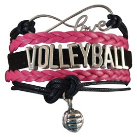 Volleyball Charm Bracelet - Infinity Love Adjustable Charm Bracelet with Volleyball Charm for Her