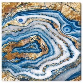 The Oliver Gal Artist Co. Abstract Wall Art Canvas Prints 'Bleu Agate' Home Décor, 16" x 16", Blue,Gold