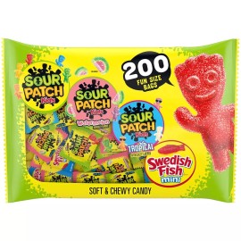 Sour Patch Kids and Swedish Fish Mini Soft and Chewy Candy Variety (200 Count)