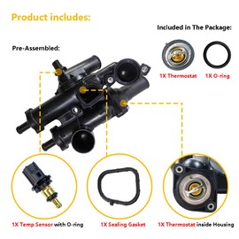Thermostat Housing Assembly Kit with Sensor | Fit for Chrysler 200 Sebring, Dodge Avenger Caliber Journey, Jeep Compass Patriot | OE# 68003582AB 902-319 4884571AB 55111016AD