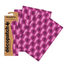 Décopatch - Ref C626O - Magenta Leather Cushion Print Paper Pack - Each Sheet 30 x 40cm, Pack of 3 Paper Sheets - Best Used With Décopach Glue & Varnish, Purple